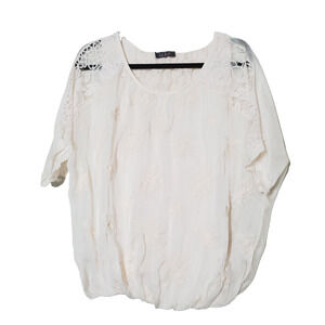 Lola Made In Italy‎ Womens Small Top 100% Silk Flowey Layered Pink Embroidered